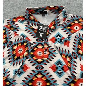 Trenton Polo Shirt Mens 2XL Bohemian Aztec Southwestern Stretch Sports Golf NEW
